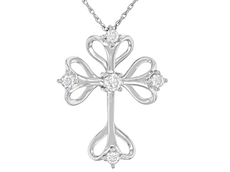 Moissanite Platineve Cross Pendant .37ctw DEW.