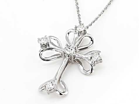 Moissanite Platineve Cross Pendant .37ctw DEW.