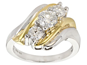 Moissanite Platineve And 14k Yellow Gold Over Platineve Ring 1.26ctw DEW.