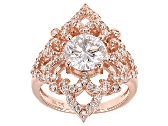 Moissanite 14k Rose Gold Over Silver Ring 2.62ctw DEW