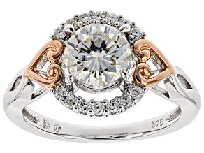 Moissanite Platineve And 14k Rose Gold Over Platineve Ring 1.34ctw DEW.