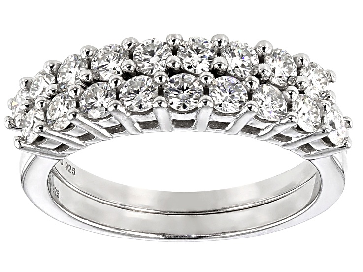 Moissanite Platineve Band Set of Two 1.08ctw DEW.