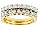 Moissanite 14k yellow gold over sterling silver set of two bands