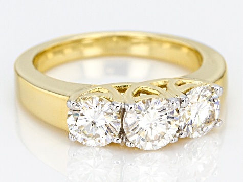 Moissanite 14k Yellow Gold Over Silver Ring 1.80ctw DEW.