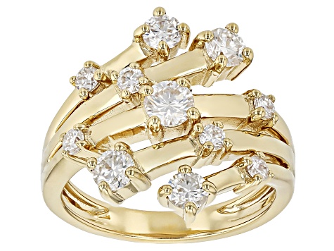 Moissanite 14k Yellow Gold Over Silver Scatter Design Ring 1.05ctw DEW