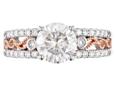 Moissanite Platineve With 14k Rose Gold Accent Ring 1.78ctw DEW