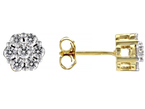 Moissanite 14k Yellow Gold Over Silver Earrings   .84ctw DEW.