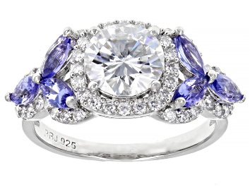 Picture of Moissanite And Tanzanite Platineve Ring 2.02ctw DEW.