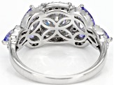 Moissanite And Tanzanite Platineve Ring 2.02ctw DEW.