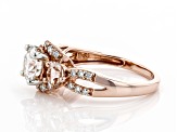 Moissanite And Morganite 14k Rose Gold Over Silver Ring 1.48ctw DEW.