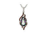 Multi-Color Quartz Rhodium Over Silver Pendant With Chain 3.66ctw