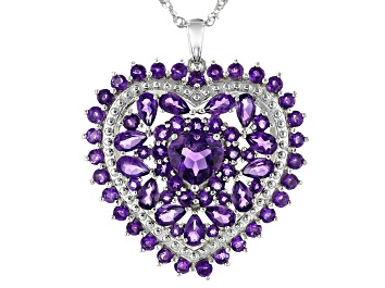 Picture of Purple Amethyst Rhodium Over Sterling Silver Pendant With Chain 6.10ctw