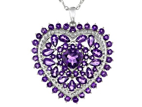 Purple Amethyst Rhodium Over Sterling Silver Pendant With Chain 6.10ctw