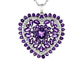 Purple Amethyst Rhodium Over Sterling Silver Pendant With Chain 6.10ctw