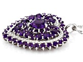 Purple Amethyst Rhodium Over Sterling Silver Pendant With Chain 6.10ctw