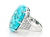 Blue Turquoise Rhodium Over Silver Ring .69ctw