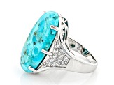 Blue Composite Turquoise Rhodium Over Silver Ring .69ctw