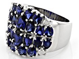 Blue Lab Created Sapphire Rhodium Over Silver Ring 4.49ctw