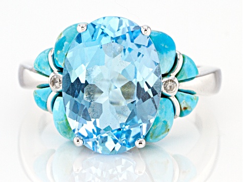 Sky Blue Glacier Topaz Rhodium Over Silver Ring 6.42ctw