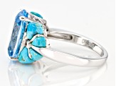 Sky Blue Glacier Topaz Rhodium Over Silver Ring 6.42ctw