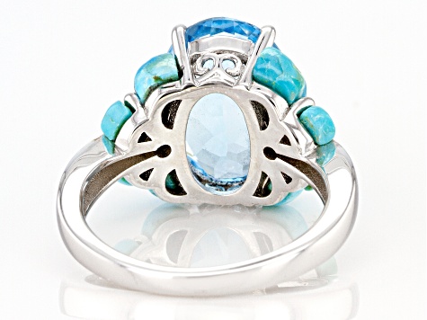 Sky Blue Glacier Topaz Rhodium Over Silver Ring 6.42ctw