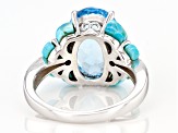 Sky Blue Glacier Topaz Rhodium Over Silver Ring 6.42ctw