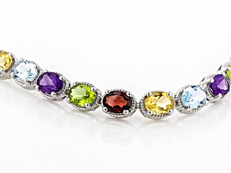 Sterling Silver Multi Color Gemstone Bracelet