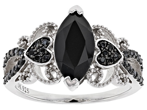 Black Spinel Rhodium Over Sterling Silver Ring 2.03ctw