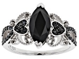 Black Spinel Rhodium Over Sterling Silver Ring 2.03ctw