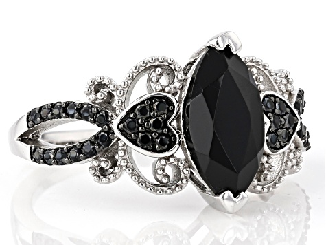 Black Spinel Rhodium Over Sterling Silver Ring 2.03ctw