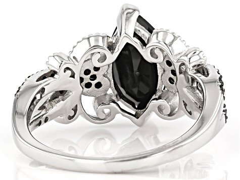 Black Spinel Rhodium Over Sterling Silver Ring 2.03ctw