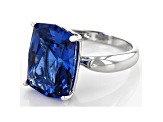 Lab Created Blue Spinel Rhodium Over Sterling Silver Solitaire Ring 9.17ct