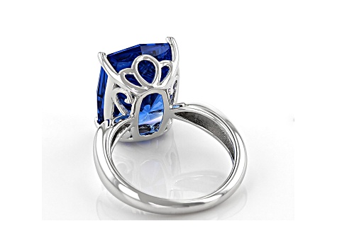 Lab Created Blue Spinel Rhodium Over Sterling Silver Solitaire Ring 9.17ct
