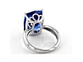 Lab Created Blue Spinel Rhodium Over Sterling Silver Solitaire Ring 9.17ct