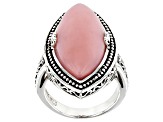 Pink opal rhodium over silver solitaire ring