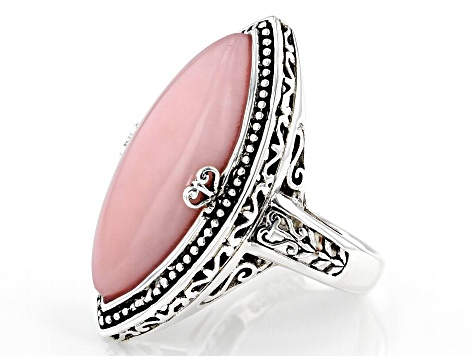 Pink opal rhodium over silver solitaire ring - MQH078 | JTV.com