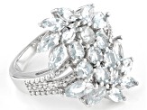 Blue Aquamarine Rhodium Over Silver Ring 2.47ctw