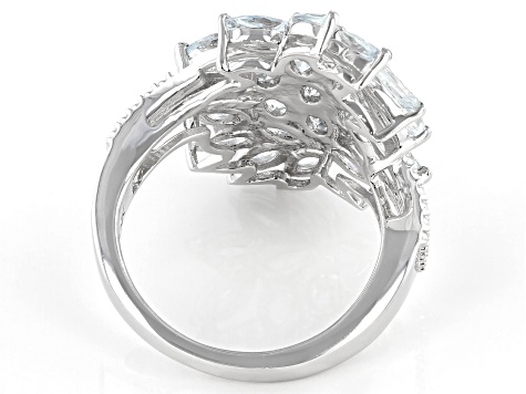 Blue Aquamarine Rhodium Over Silver Ring 2.47ctw