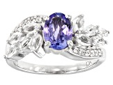 Blue Tanzanite Rhodium Over Sterling Silver Ring 2.11ctw