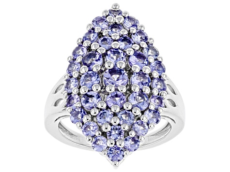 Blue Tanzanite Rhodium Over Sterling Silver Ring 2.31ctw
