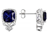 Blue Lab Created Sapphire Rhodium Over Silver Earrings 4.71ctw