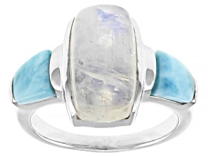 Rainbow Moonstone Rhodium Over Sterling Silver Ring