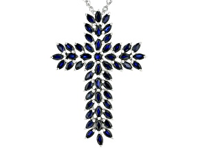 Blue Sapphire Rhodium Over Silver Pendant With Chain 4.85ctw