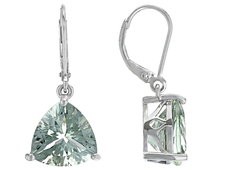 Green Prasiolite Rhodium Over Silver Earrings 8.84ctw