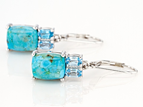 Blue Turquoise Rhodium Over Silver Earrings 0.95ctw