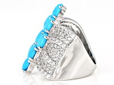 Blue Sleeping Beauty Turquoise Rhodium Over Sterling Silver Ring 2.05ctw