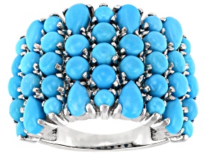 Blue Sleeping Beauty Turquoise Rhodium Over Silver Band Ring