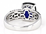 Blue Lab Created Sapphire Rhodium Over Sterling Silver Ring 4.54ctw