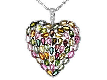 Picture of Multi-Tourmaline Rhodium Over Silver Pendant With Chain 10.18ctw