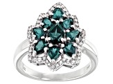 Blue Lab Created Alexandrite Rhodium Over Silver Ring 1.92ctw